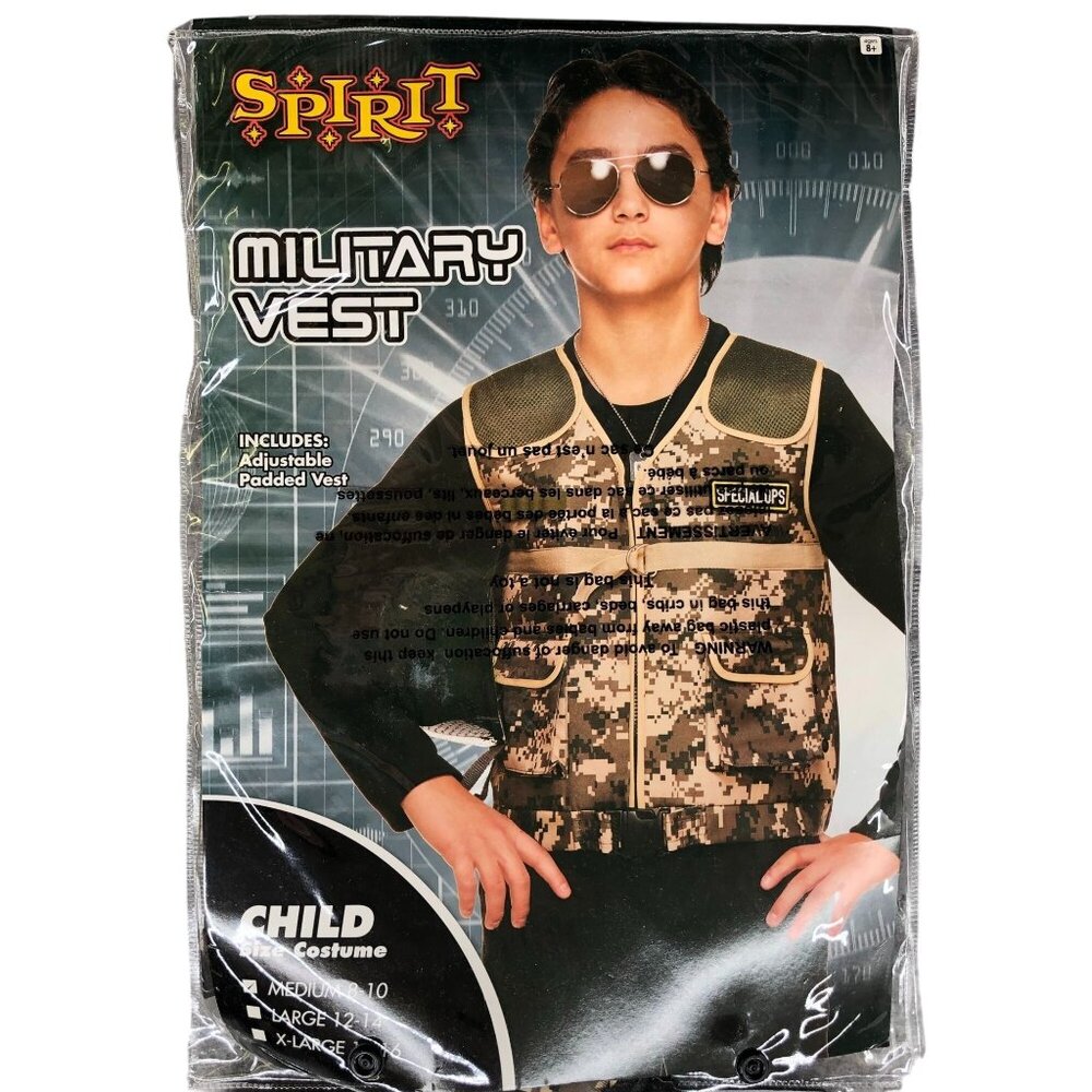 Spirit Halloween Kids M 8-10 Military Costume Vest Special Ops‎ Soldier Army